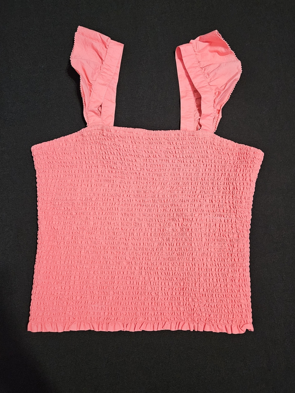 Old Navy Coral Pink Smocked Ruffle Strap Tank Top